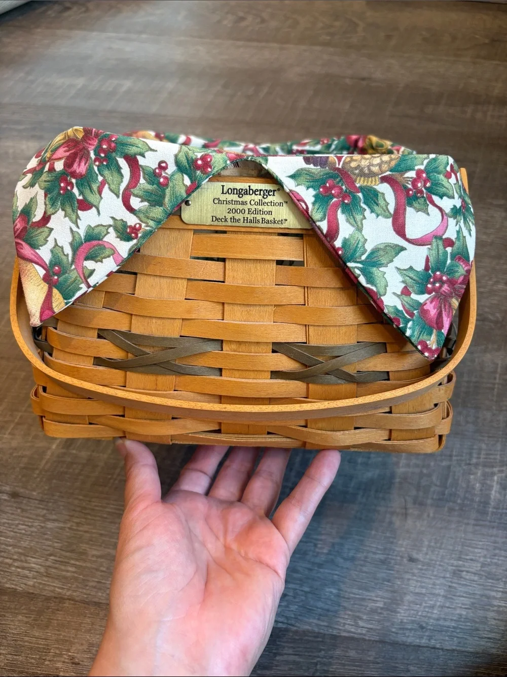 Longaberger 2000 Deck the Halls Basket Christmas Holly Liner & Protector